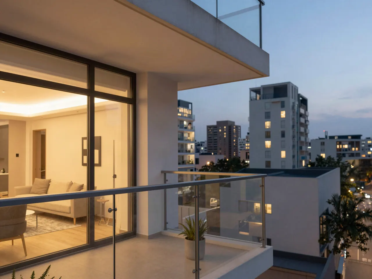 Apartamento moderno con balcón y vista a la ciudad